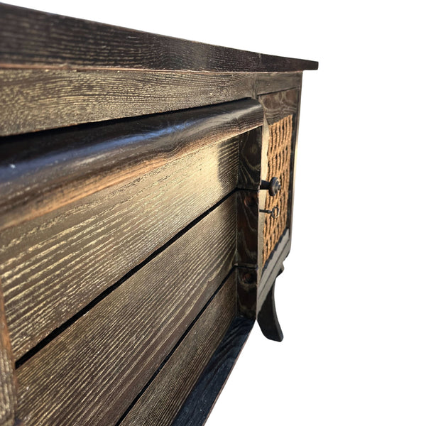 Vintage Audoux - Minet Inspired French Cerused Oak Sideboard with Woven Door Panels - SHOP by Interior Archaeology