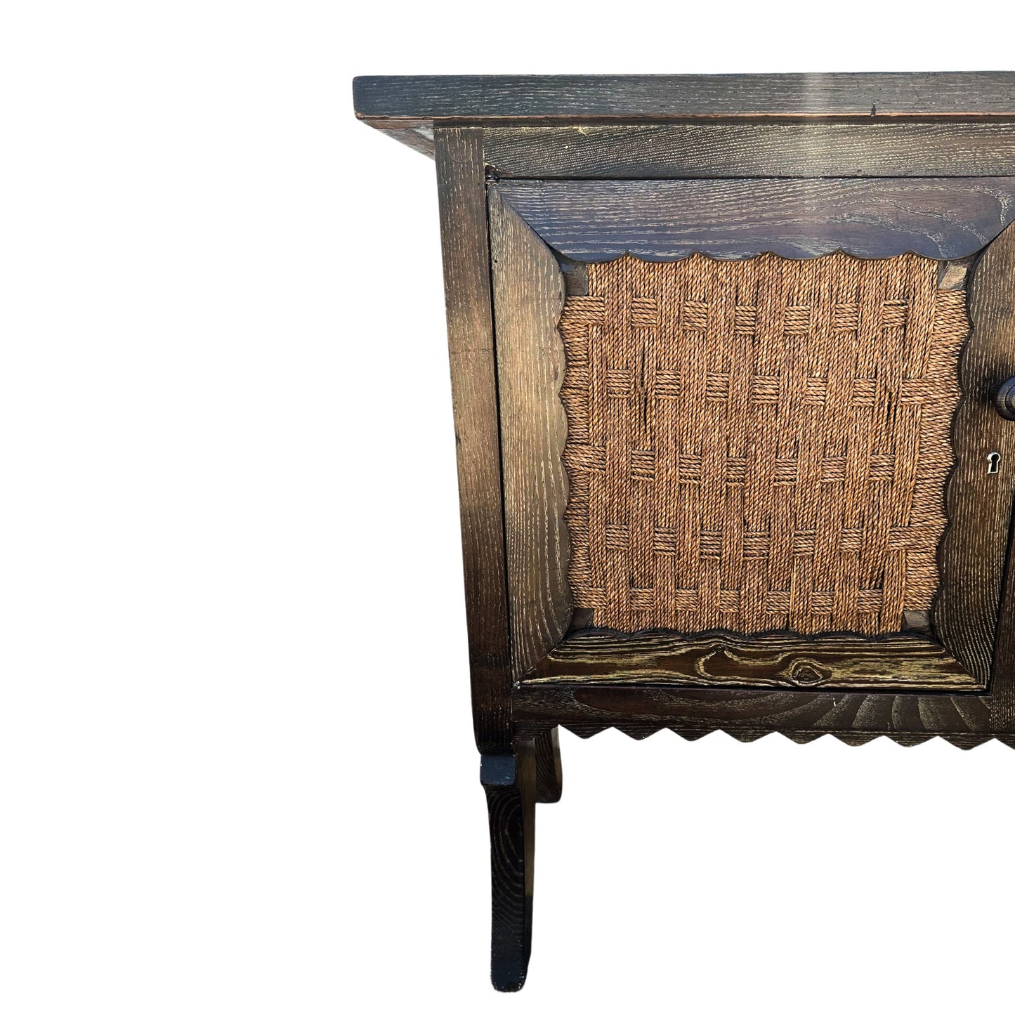 Vintage Audoux - Minet Inspired French Cerused Oak Sideboard with Woven Door Panels - SHOP by Interior Archaeology