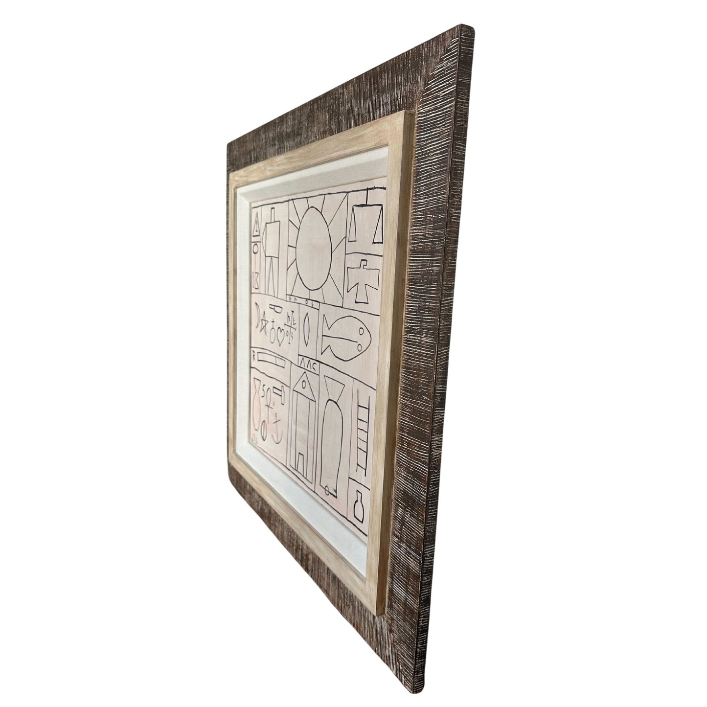 Vintage Original Hand - Painted Mixed Medium on Canvas, 