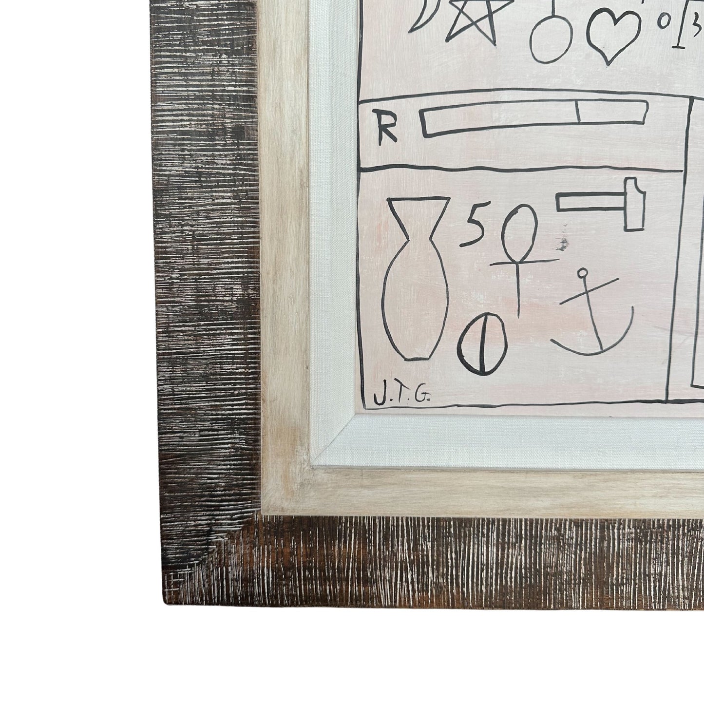 Vintage Original Hand - Painted Mixed Medium on Canvas, 