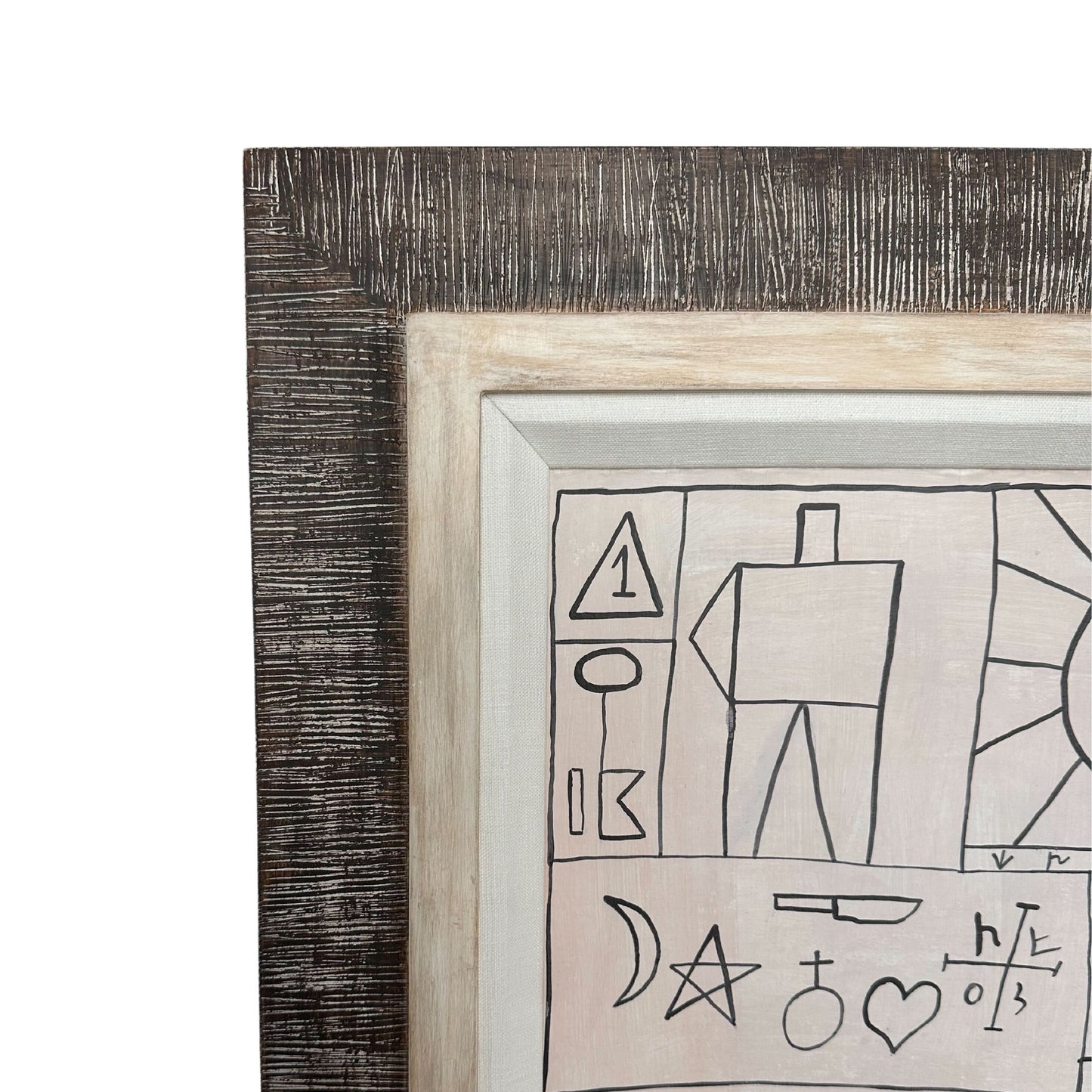 Vintage Original Hand - Painted Mixed Medium on Canvas, 