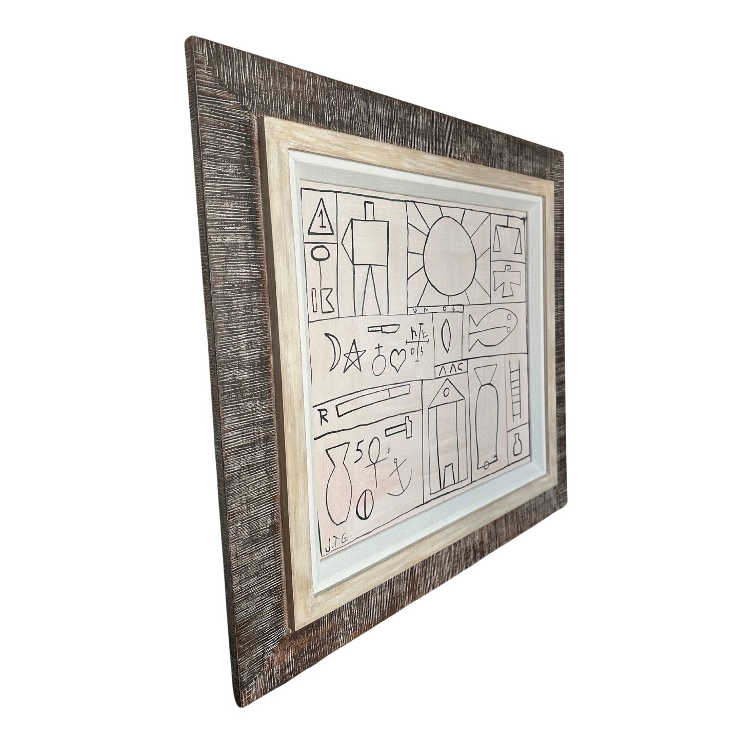 Vintage Original Hand - Painted Mixed Medium on Canvas, 