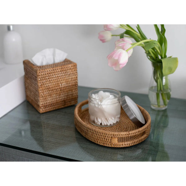 Woven Burmese Rattan Column Tissue Box Cover - SHOP by Interior Archaeology