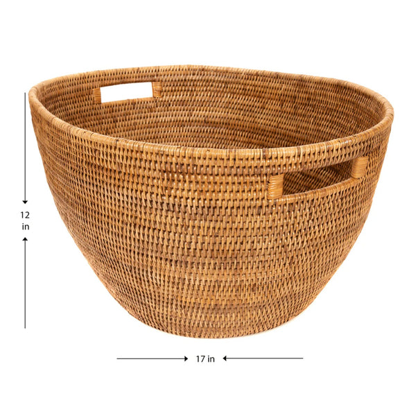 Woven Burmese Rattan Laundry Basket with Cutout Handles - SHOP by Interior Archaeology