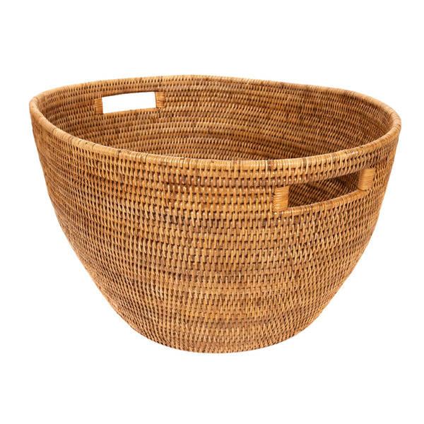 Woven Burmese Rattan Laundry Basket with Cutout Handles - SHOP by Interior Archaeology