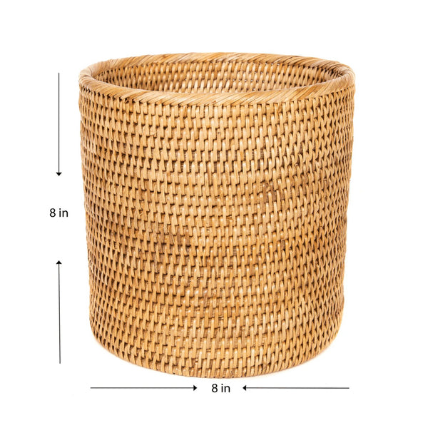 Woven Burmese Rattan Petit Round Waste Basket - SHOP by Interior Archaeology