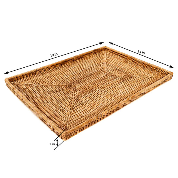 Woven Burmese Rattan Rectangular Flat Tray - SHOP by Interior Archaeology