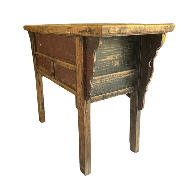Antique Asian Console with Drawers with Hand Wax Finish of Natural Wood and Distressed Paint - SHOP by Interior Archaeology