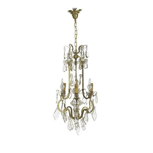 Antique French Bronze and Cut Crystal Three-Light Chandelier - SHOP by Interior Archaeology