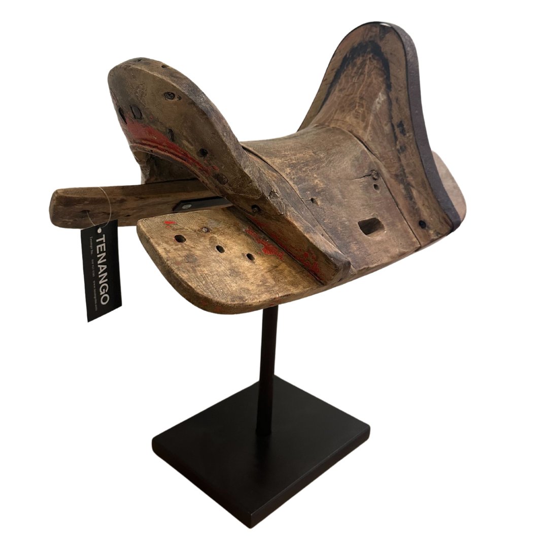 Antique Wooden Saddle on Museum Mount Iron Stand - B - SHOP by Interior Archaeology