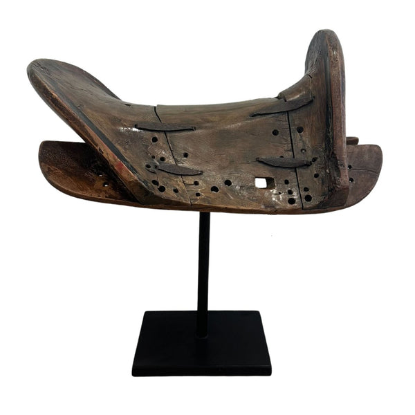 Antique Wooden Saddle on Museum Mount Iron Stand - C - SHOP by Interior Archaeology