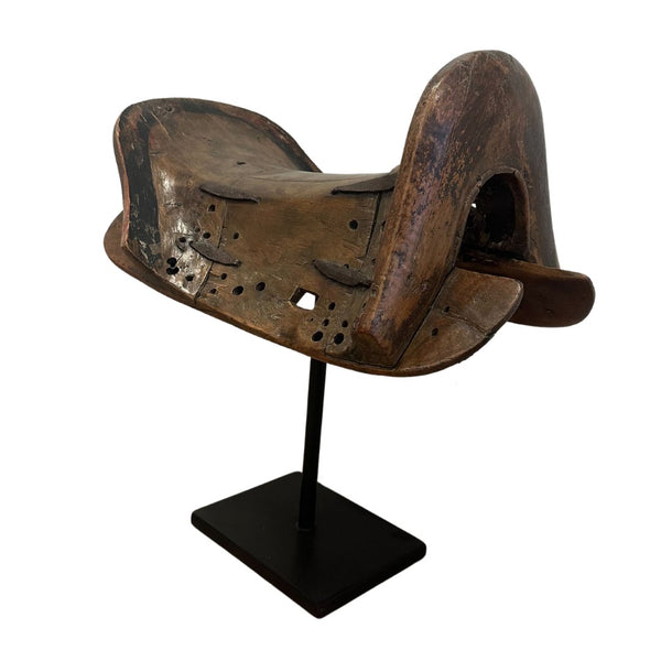 Antique Wooden Saddle on Museum Mount Iron Stand - C - SHOP by Interior Archaeology
