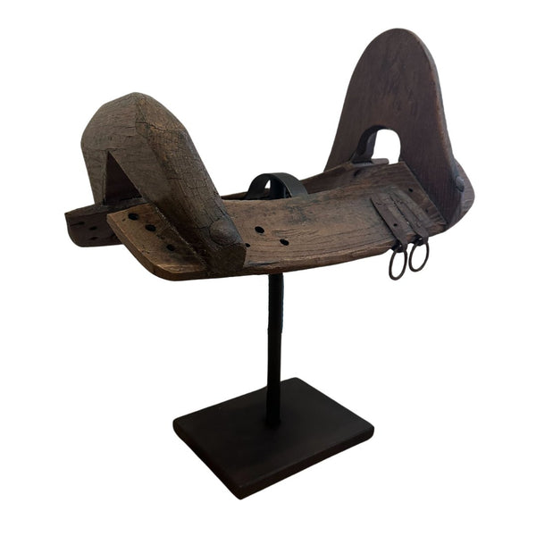Antique Wooden Saddle on Museum Mount Iron Stand - F - SHOP by Interior Archaeology