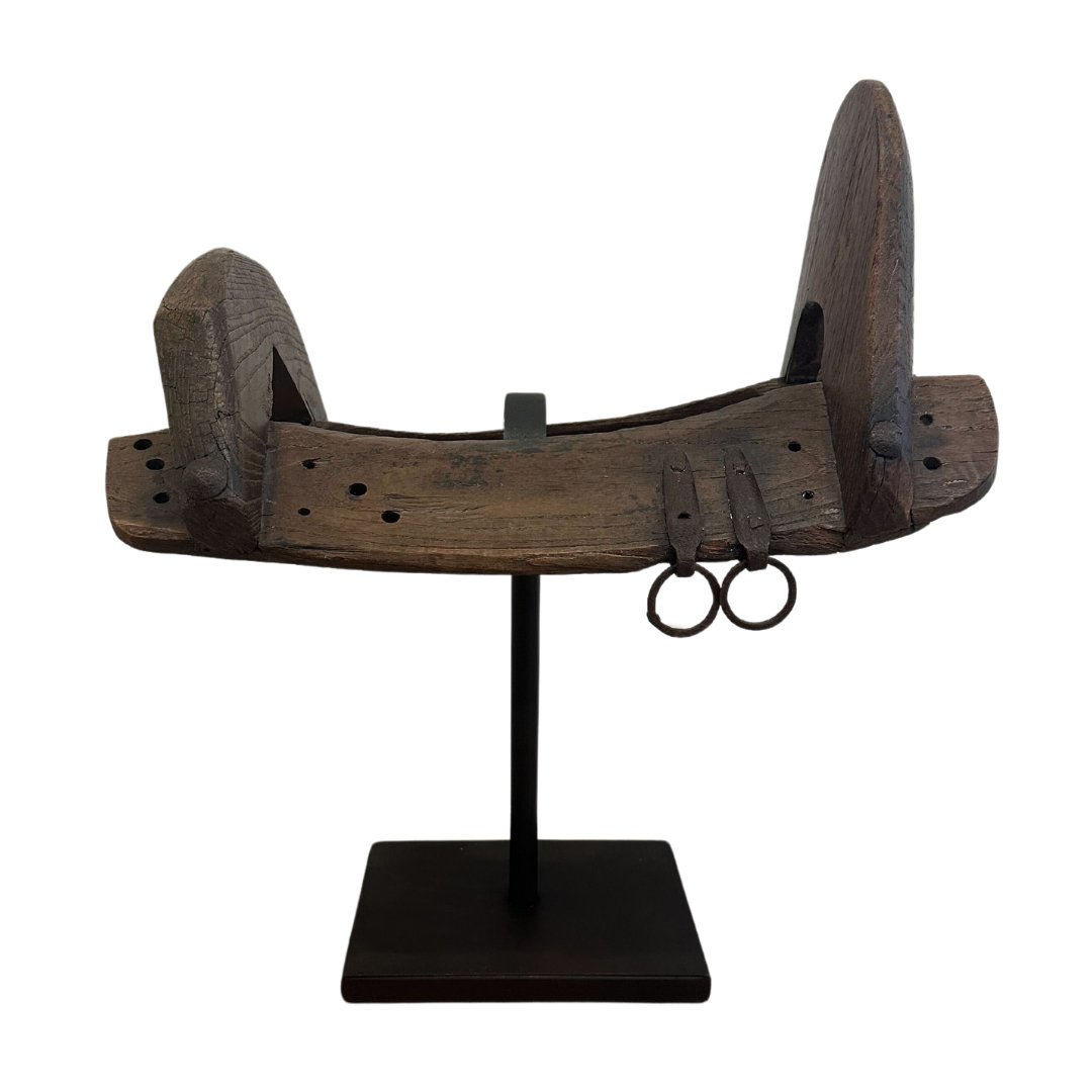 Antique Wooden Saddle on Museum Mount Iron Stand - F - SHOP by Interior Archaeology