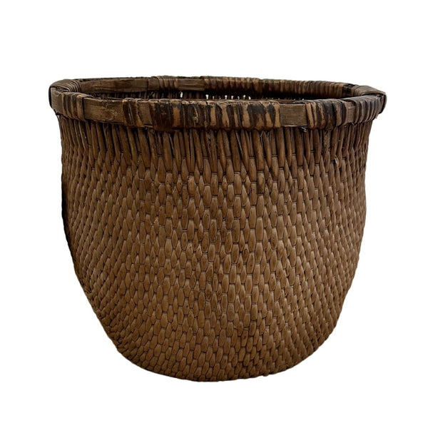 Antique Woven Cache Pot/Plant Basket/Waste Paper Basket - D - SHOP by Interior Archaeology