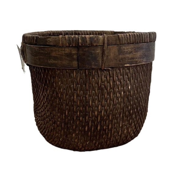 Antique Woven Cache Pot/Plant Basket/Waste Paper Basket - E - SHOP by Interior Archaeology
