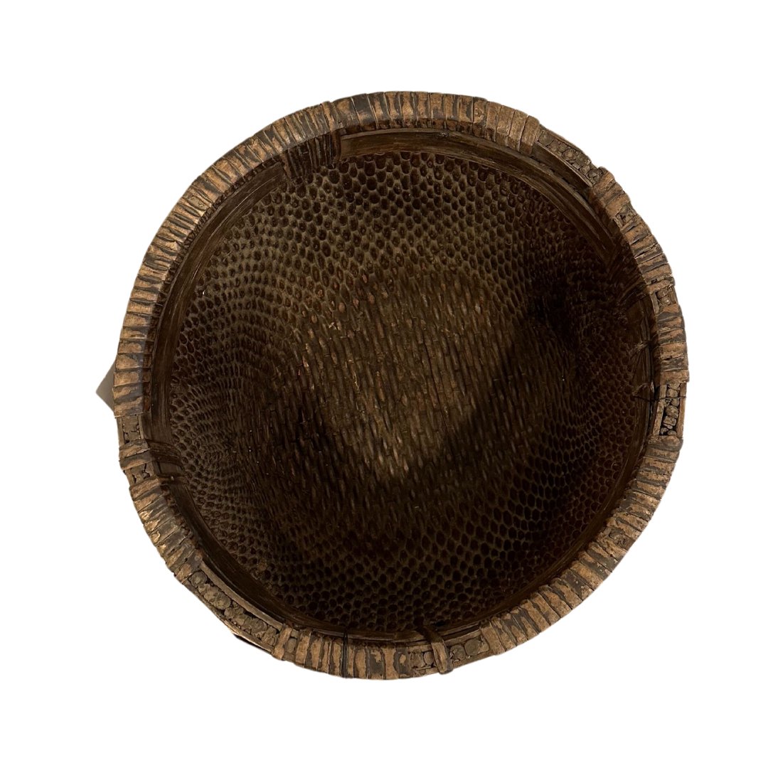 Antique Woven Cache Pot/Plant Basket/Waste Paper Basket - E - SHOP by Interior Archaeology
