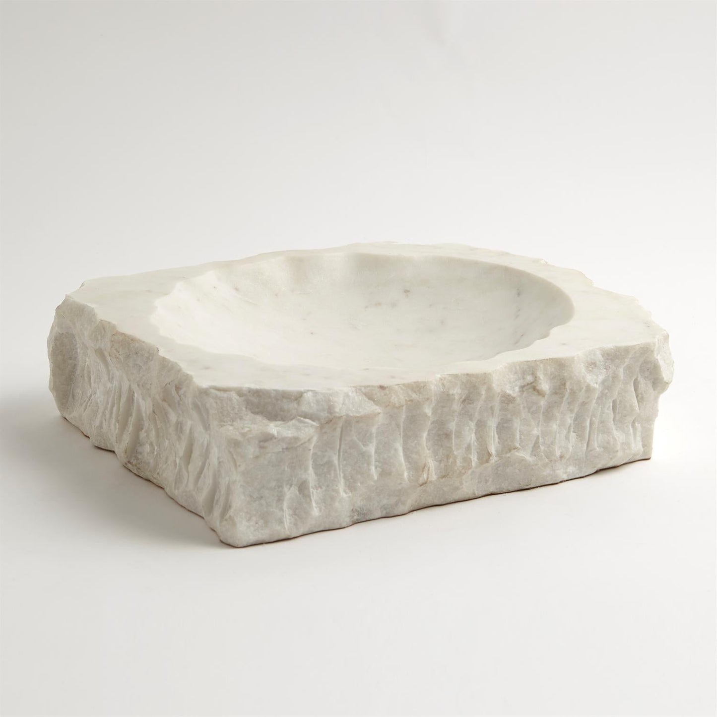 Chiseled White Marble Block Bowl - SHOP by Interior Archaeology