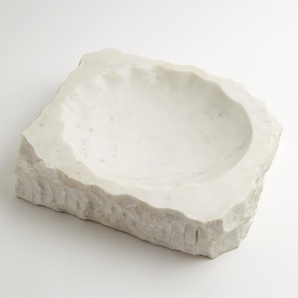 Chiseled White Marble Block Bowl - SHOP by Interior Archaeology