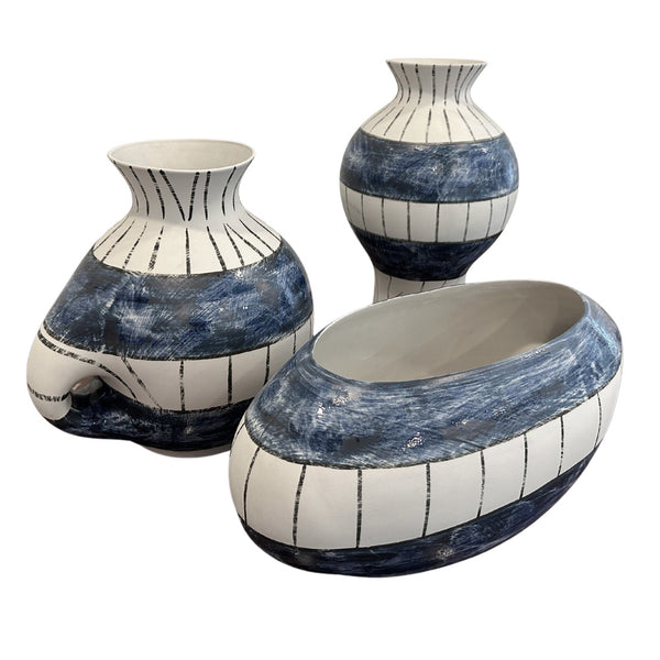 Cubist Blue and White Vessels - SHOP by Interior Archaeology