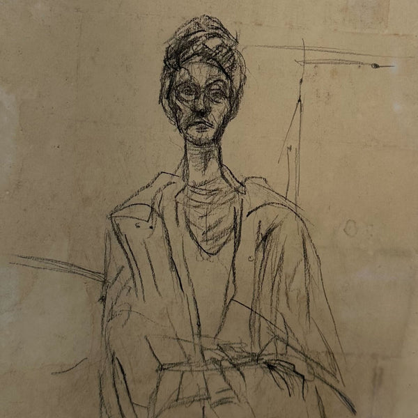 Original Charcoal on Paper, "Carolina on White Background" by Alberto Giacometti - SHOP by Interior Archaeology