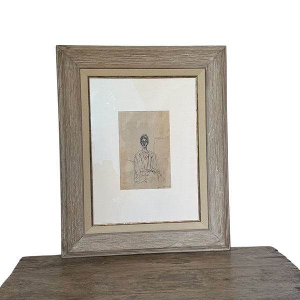 Original Charcoal on Paper, "Carolina on White Background" by Alberto Giacometti - SHOP by Interior Archaeology