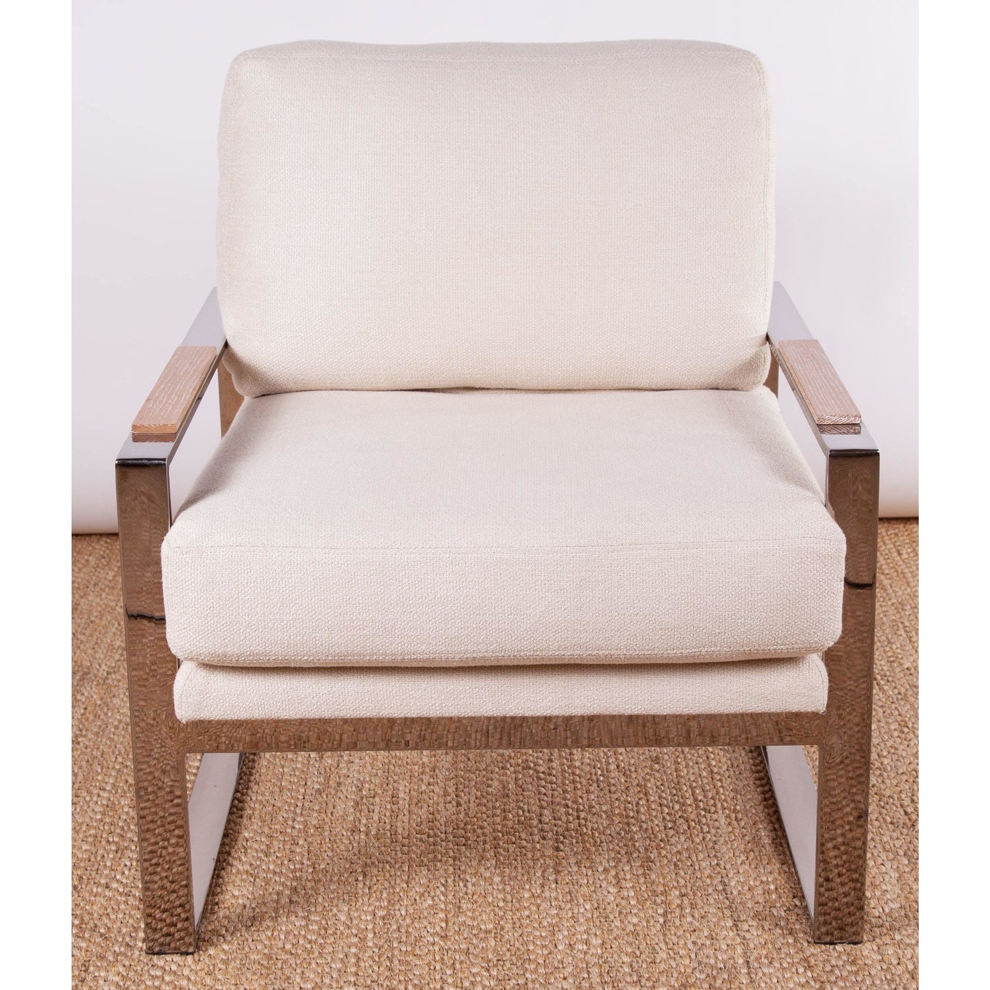 Pair of Chrome Lounge Chairs with Cerused Oak Trim - SHOP by Interior Archaeology