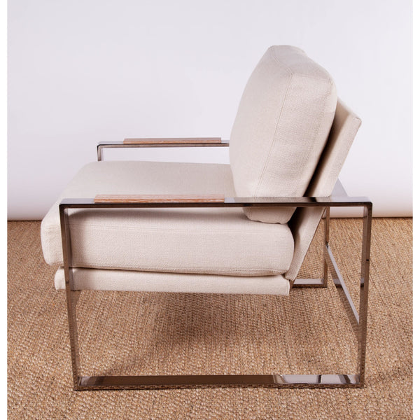 Pair of Chrome Lounge Chairs with Cerused Oak Trim - SHOP by Interior Archaeology