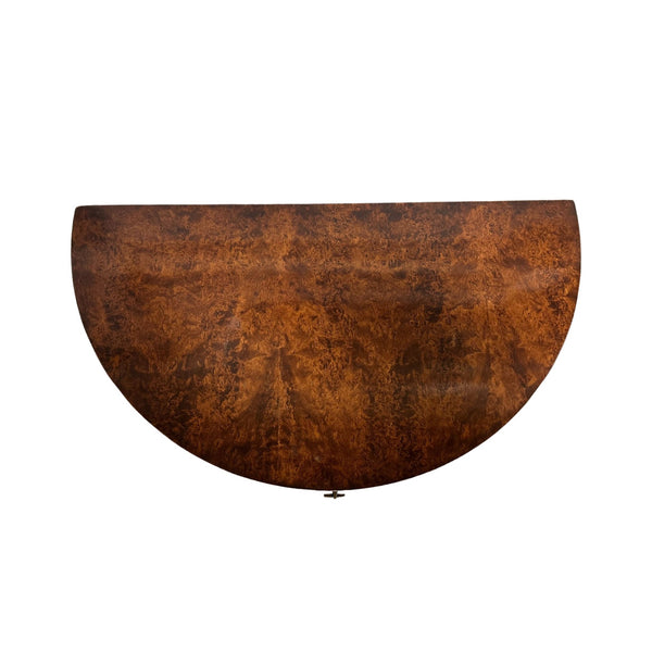 Reproduction Burl Walnut Demilune Console - SHOP by Interior Archaeology