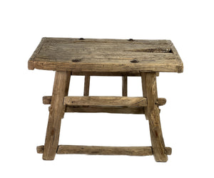 Rustic End Table with Iron Rivets - SHOP by Interior Archaeology
