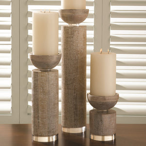 Scratched Pillar White Candleholder - SHOP by Interior Archaeology