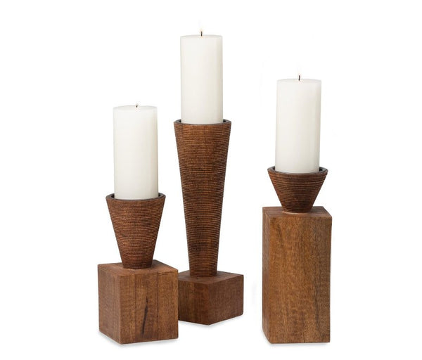Sculptural Mango Wood Candleholders - SHOP by Interior Archaeology