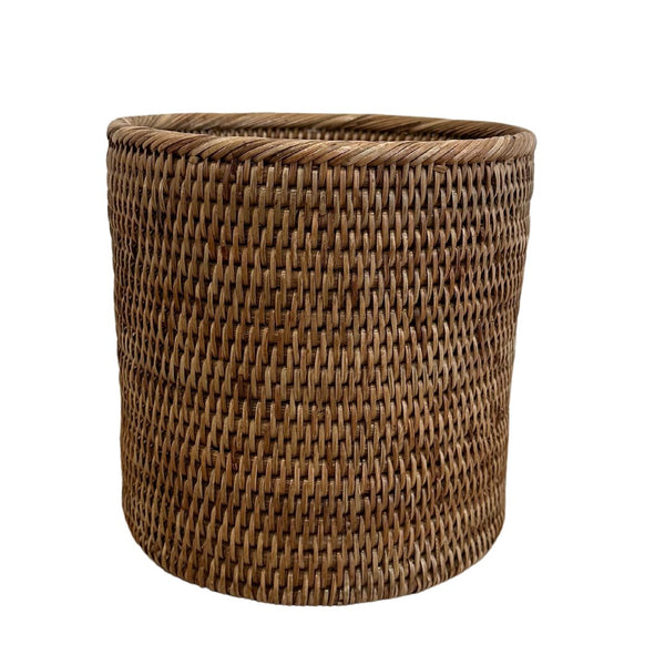 Woven Burmese Rattan Petit Round Waste Basket - SHOP by Interior Archaeology